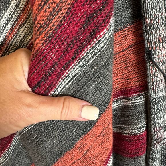 Volcom Poncho One Size Boho Striped Open Oversized Southwest Festival Hippie - Picture 3 of 11